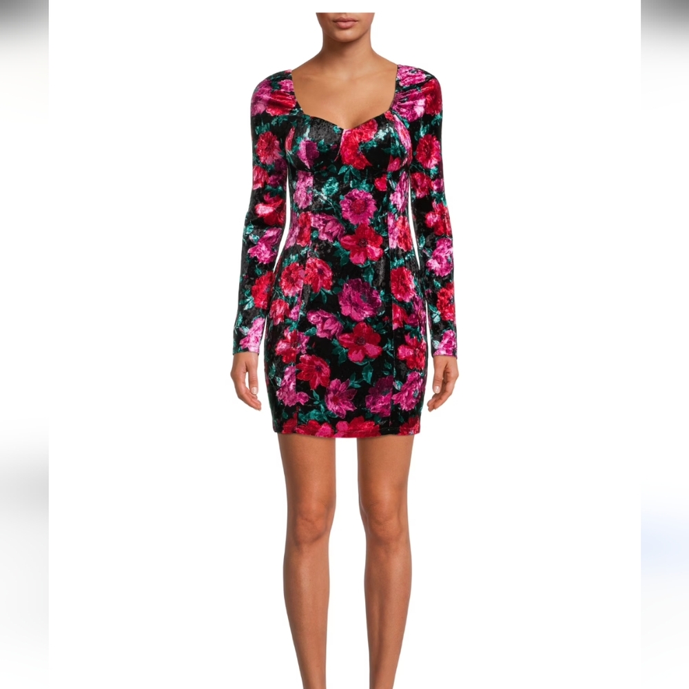 Steve Madden Juniors Velvet Corset Bodycon Dress S Long Sleeve Whimsigoth ds8.10